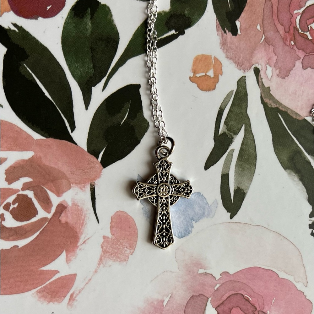 Silver Celtic cross necklace